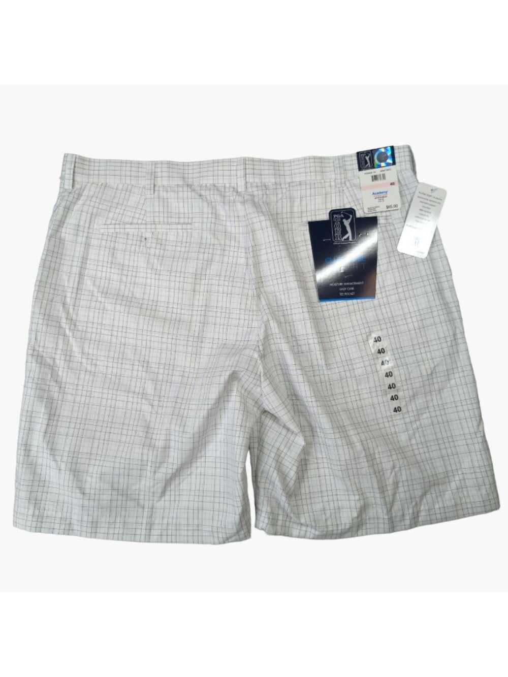 PGA Tour Mens Size 40 Clubhouse Golf Shorts White Plaid Easy Care New